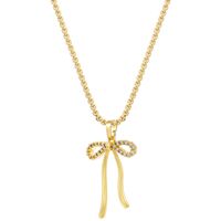 Copper 18K Gold Plated Casual Elegant Luxurious Inlay Bow Knot Zircon Pendant Necklace sku image 1