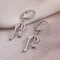 1 Pair Sweet Simple Style Commute Bow Knot Inlay Copper Zircon 18K Gold Plated White Gold Plated Drop Earrings main image 8