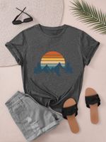 Women's T-shirt Short Sleeve T-Shirts Round Casual Sunset main image 1