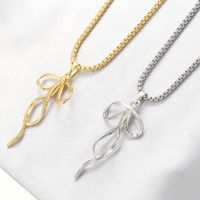 Copper 18K Gold Plated Casual Elegant Simple Style Bow Knot Pendant Necklace main image 1
