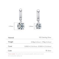 1 Pair Elegant Glam Round Plating Inlay Sterling Silver Moissanite Silver Plated Drop Earrings main image 3