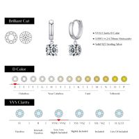 1 Pair Elegant Glam Round Plating Inlay Sterling Silver Moissanite Silver Plated Drop Earrings main image 4