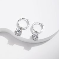 1 Pair Elegant Glam Round Plating Inlay Sterling Silver Moissanite Silver Plated Drop Earrings main image 1