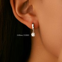 Sterling Silver Rhodium Plated Simple Style Classic Style Shiny GRA Certificate Inlay Round Moissanite Drop Earrings main image 4