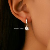 1 Pair Elegant Glam Round Plating Inlay Sterling Silver Moissanite Silver Plated Drop Earrings main image 6