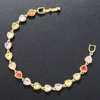 Wholesale Sweet Shiny Heart Shape Copper Inlay 18K Gold Plated Zircon Bracelets main image 8