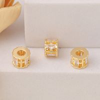 1 Piece 8 * 6mm 3.5mm Copper Zircon 18K Gold Plated Round Polished Beads Spacer Bars main image 1
