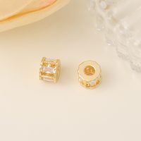 1 Piece 8 * 6mm 3.5mm Copper Zircon 18K Gold Plated Round Polished Beads Spacer Bars main image 3