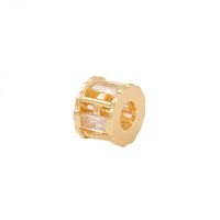 1 Piece 8 * 6mm 3.5mm Copper Zircon 18K Gold Plated Round Polished Beads Spacer Bars main image 6