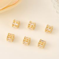 1 Piece 8 * 6mm 3.5mm Copper Zircon 18K Gold Plated Round Polished Beads Spacer Bars main image 5