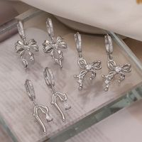 1 Pair Sweet Simple Style Commute Bow Knot Inlay Copper Zircon 18K Gold Plated White Gold Plated Drop Earrings main image 10