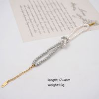 304 Stainless Steel Imitation Pearl Titanium Steel Gold Plated Vintage Style Handmade Geometric Necklace main image 6