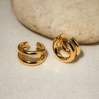 1 Pair Simple Style Classic Style Solid Color Plating 304 Stainless Steel 18K Gold Plated Ear Cuffs main image 1