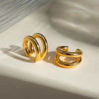 1 Pair Simple Style Classic Style Solid Color Plating 304 Stainless Steel 18K Gold Plated Ear Cuffs main image 3