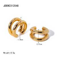 1 Pair Simple Style Classic Style Solid Color Plating 304 Stainless Steel 18K Gold Plated Ear Cuffs main image 5