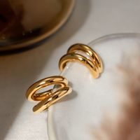 1 Pair Simple Style Classic Style Solid Color Plating 304 Stainless Steel 18K Gold Plated Ear Cuffs main image 6