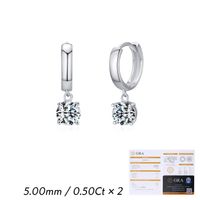 1 Pair Elegant Glam Round Plating Inlay Sterling Silver Moissanite Silver Plated Drop Earrings sku image 1