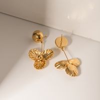 1 Pair Simple Style Classic Style Petal Plating 304 Stainless Steel 18K Gold Plated Drop Earrings main image 2