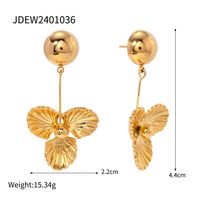 1 Pair Simple Style Classic Style Petal Plating 304 Stainless Steel 18K Gold Plated Drop Earrings main image 3