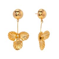 1 Pair Simple Style Classic Style Petal Plating 304 Stainless Steel 18K Gold Plated Drop Earrings main image 5