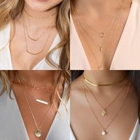 Copper 14K Gold Plated Casual Novelty Classic Style Plating Triangle Cross Circle Three Layer Necklace main image 1
