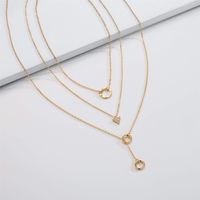 Copper 14K Gold Plated Casual Novelty Classic Style Plating Triangle Cross Circle Three Layer Necklace main image 7