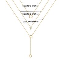 Cobre Chapado En Oro De 14 Quilates. Casual Novedad Estilo Clásico Enchapado Triángulo Cruzar Circulo Collar De Tres Capas main image 3