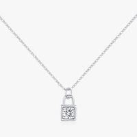 Sterling Silver Silver Plated Simple Style Shiny Plating Inlay Lock Moissanite Pendant Necklace main image 7