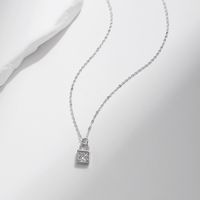 Sterling Silver Silver Plated Simple Style Shiny Plating Inlay Lock Moissanite Pendant Necklace main image 1