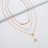 Copper 14K Gold Plated Casual Novelty Classic Style Plating Triangle Cross Circle Three Layer Necklace main image 8