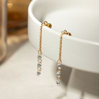 1 Pair Simple Style Classic Style Solid Color Plating 304 Stainless Steel 18K Gold Plated Drop Earrings main image 1