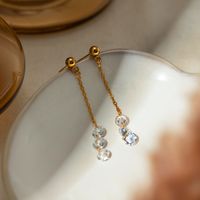 1 Pair Simple Style Classic Style Solid Color Plating 304 Stainless Steel 18K Gold Plated Drop Earrings main image 4