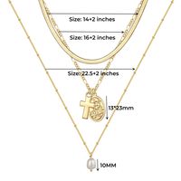 Copper 14K Gold Plated Casual Novelty Classic Style Plating Triangle Cross Circle Three Layer Necklace main image 4
