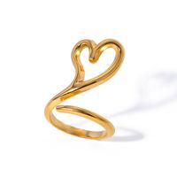 304 Stainless Steel 18K Gold Plated Simple Style Classic Style Hollow Out Heart Shape Rings main image 4