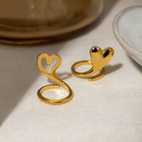 304 Stainless Steel 18K Gold Plated Simple Style Classic Style Hollow Out Heart Shape Rings main image 5