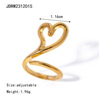 304 Stainless Steel 18K Gold Plated Simple Style Classic Style Hollow Out Heart Shape Rings sku image 1