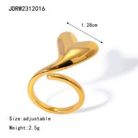 304 Stainless Steel 18K Gold Plated Simple Style Classic Style Hollow Out Heart Shape Rings sku image 2