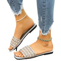 Women's Casual Vacation Solid Color Rhinestone Pearls Square Toe Slides Slippers main image 3