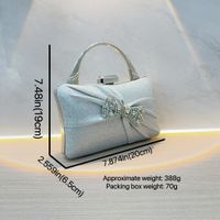 Silver Gold Black Polyester Solid Color Bow Knot Square Evening Bags main image 2