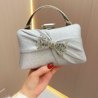 Silver Gold Black Polyester Solid Color Bow Knot Square Evening Bags main image 1