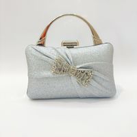 Silver Gold Black Polyester Solid Color Bow Knot Square Evening Bags main image 4