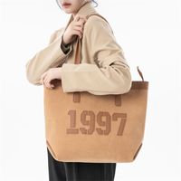 Women's Large Pu Leather Number Classic Style Zipper Tote Bag main image video