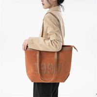 Women's Large Pu Leather Number Classic Style Zipper Tote Bag main image 4