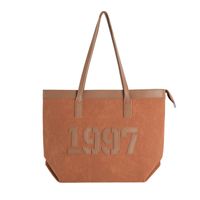 Women's Large Pu Leather Number Classic Style Zipper Tote Bag main image 5