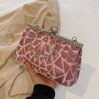 Women's Small Pu Leather Solid Color Elegant Sequins Open Evening Bag sku image 1