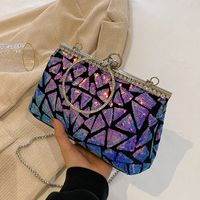 Women's Small Pu Leather Solid Color Elegant Sequins Open Evening Bag sku image 2