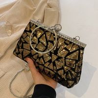 Women's Small Pu Leather Solid Color Elegant Sequins Open Evening Bag sku image 3