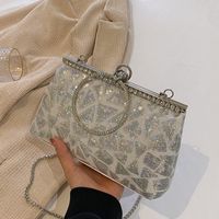 Women's Small Pu Leather Solid Color Elegant Sequins Open Evening Bag sku image 4
