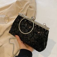 Women's Small Pu Leather Solid Color Elegant Sequins Open Evening Bag sku image 5