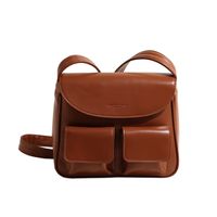 Women's Small Pu Leather Solid Color Vintage Style Flip Cover Messenger Bag sku image 4